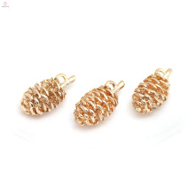 Gold Plated Copper Necklace Pendant DIY Accessory Pinecone Charms Jewelry